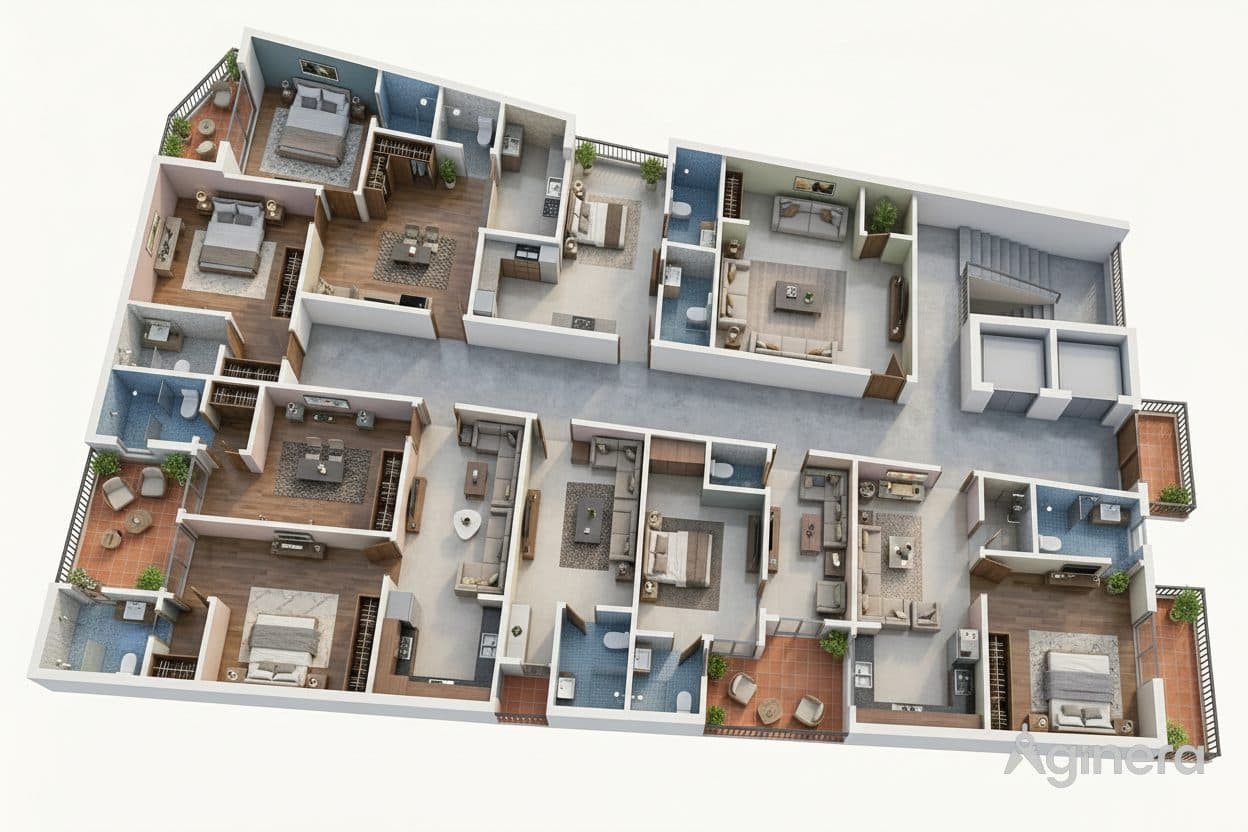Courtyard home under a blue roof — room reveal 2