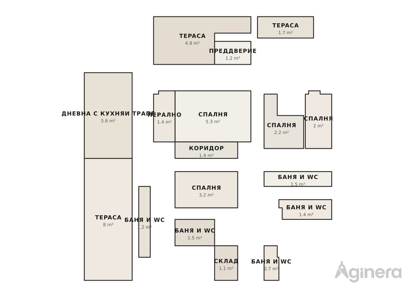 Compact residence — coloured floor-plan plate generated from the drawing
