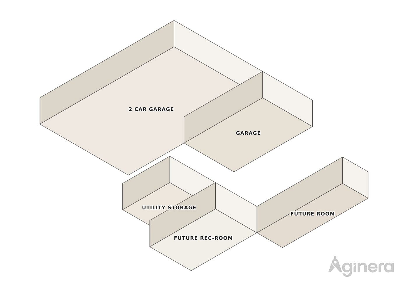 Home with double garage — projected 3D model of the traced geometry