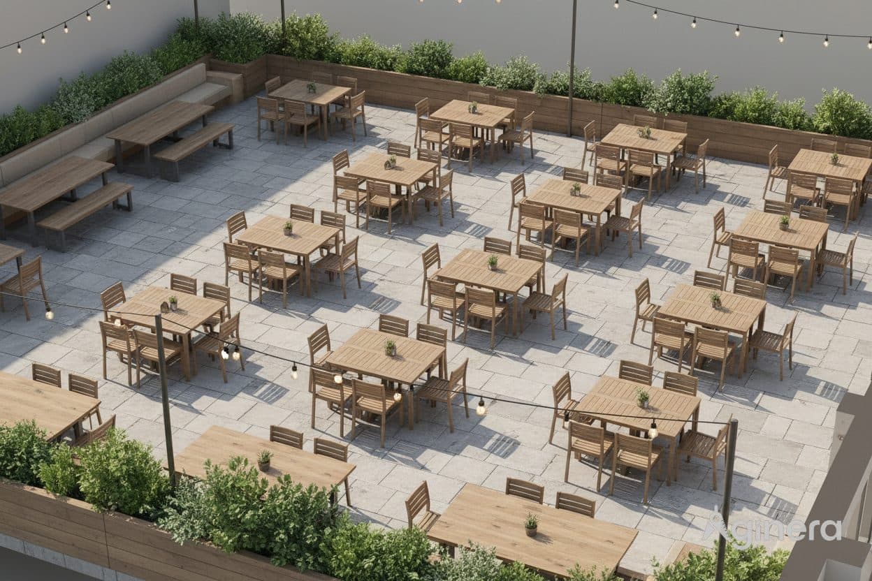 Restaurant with rooftop terrace — room reveal 3