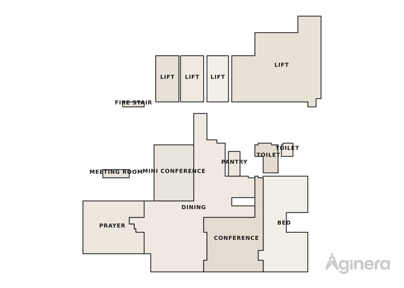 Split-level residence — coloured floor-plan plate generated from the drawing