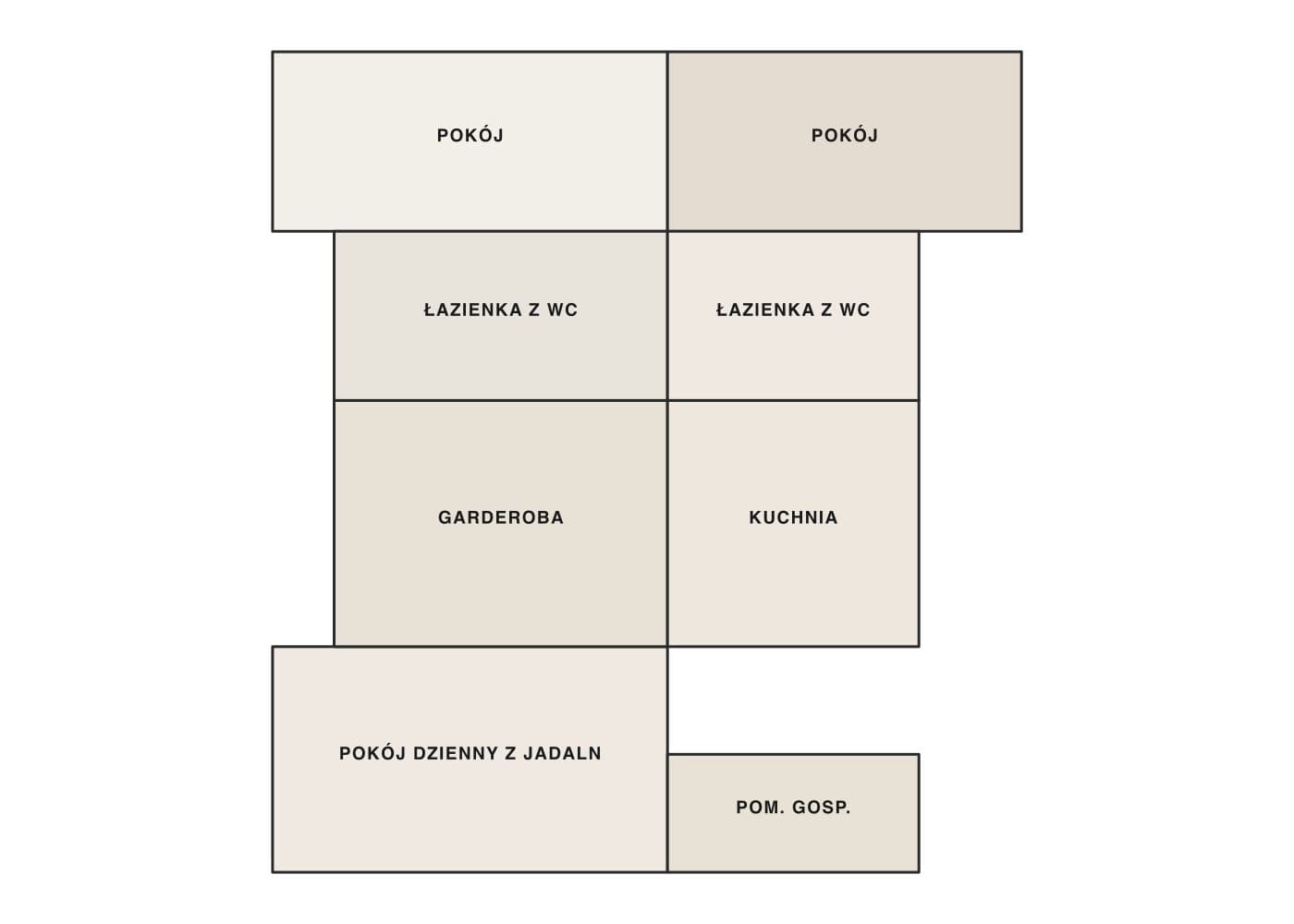Two-wing residence — coloured floor-plan plate generated from the drawing