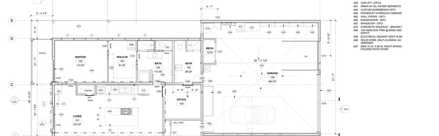 Plano de planta de una vivienda de una planta
