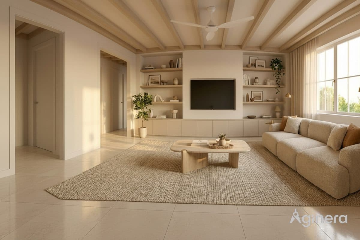Photoreal interior render of a living room