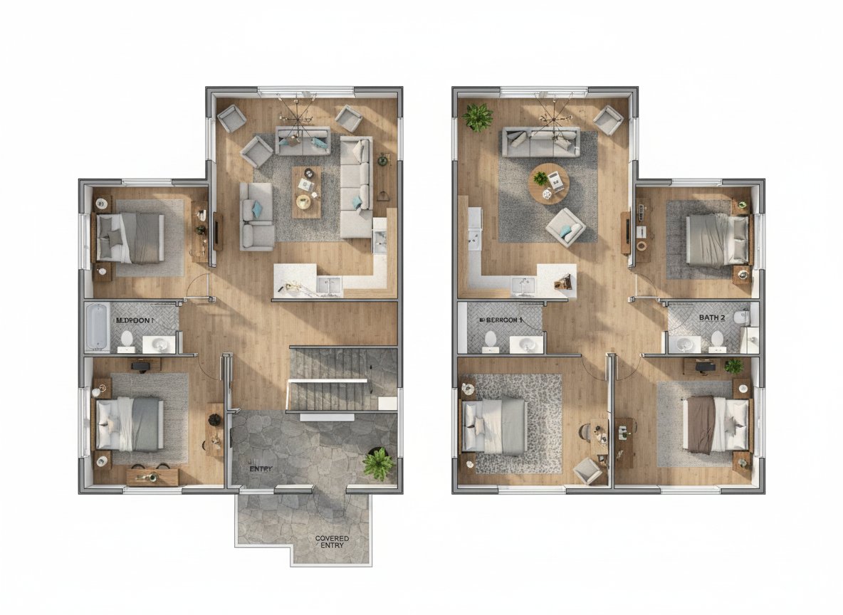 2-Story Duplex 3D render