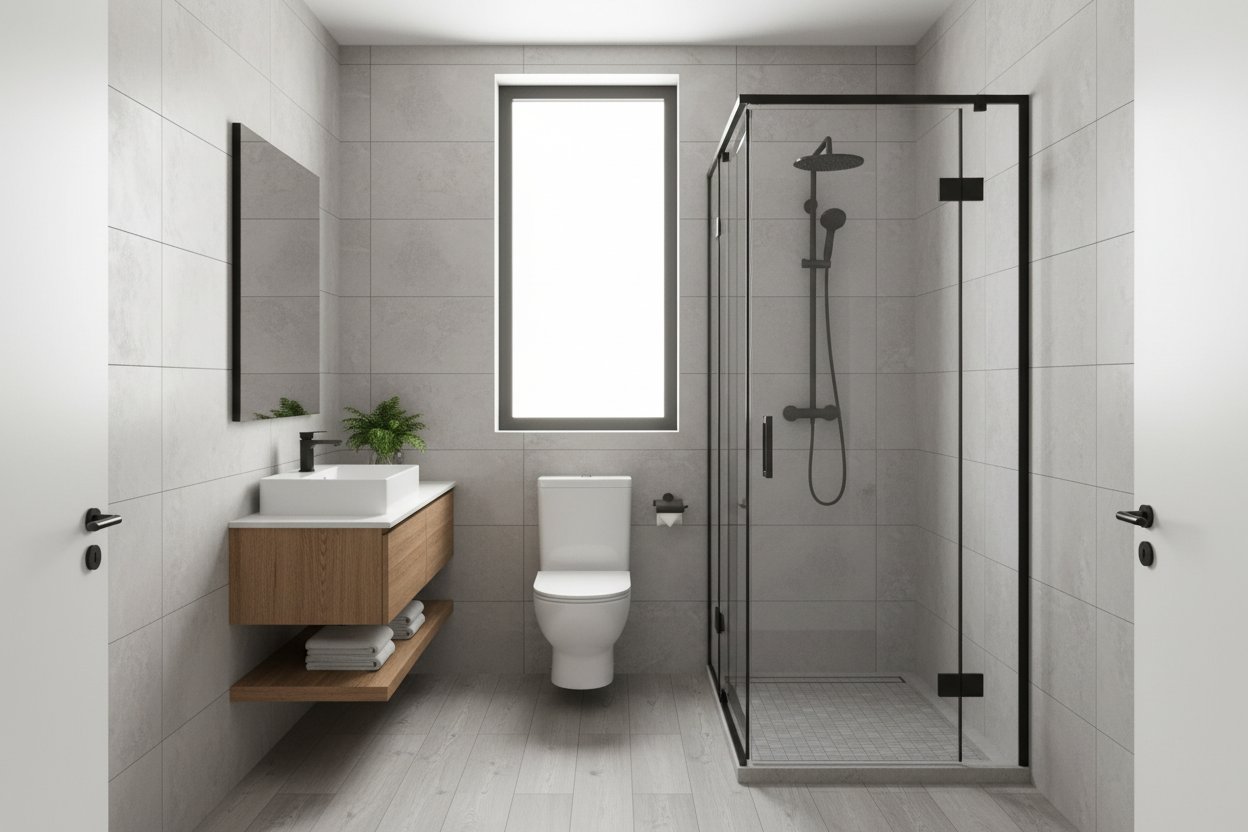 AI-generated hotel bathroom