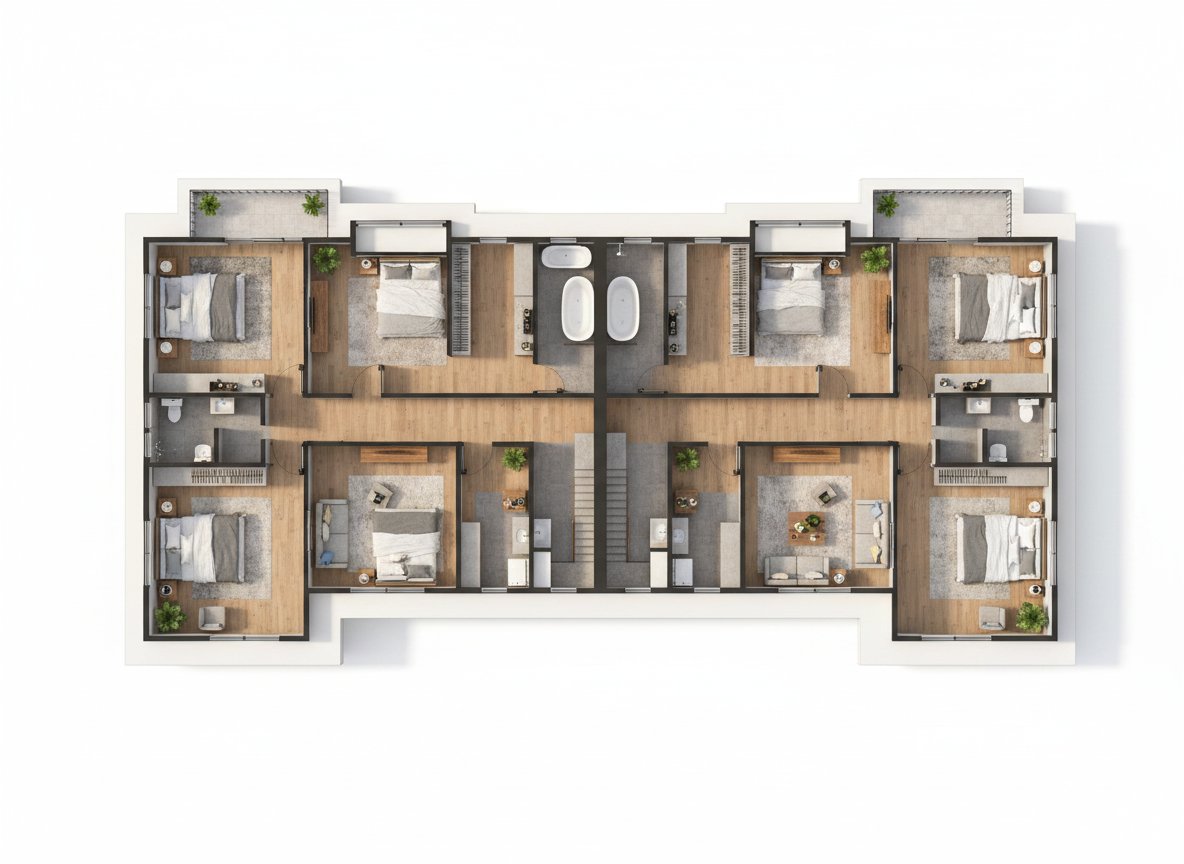 Hotel Floor 3D render