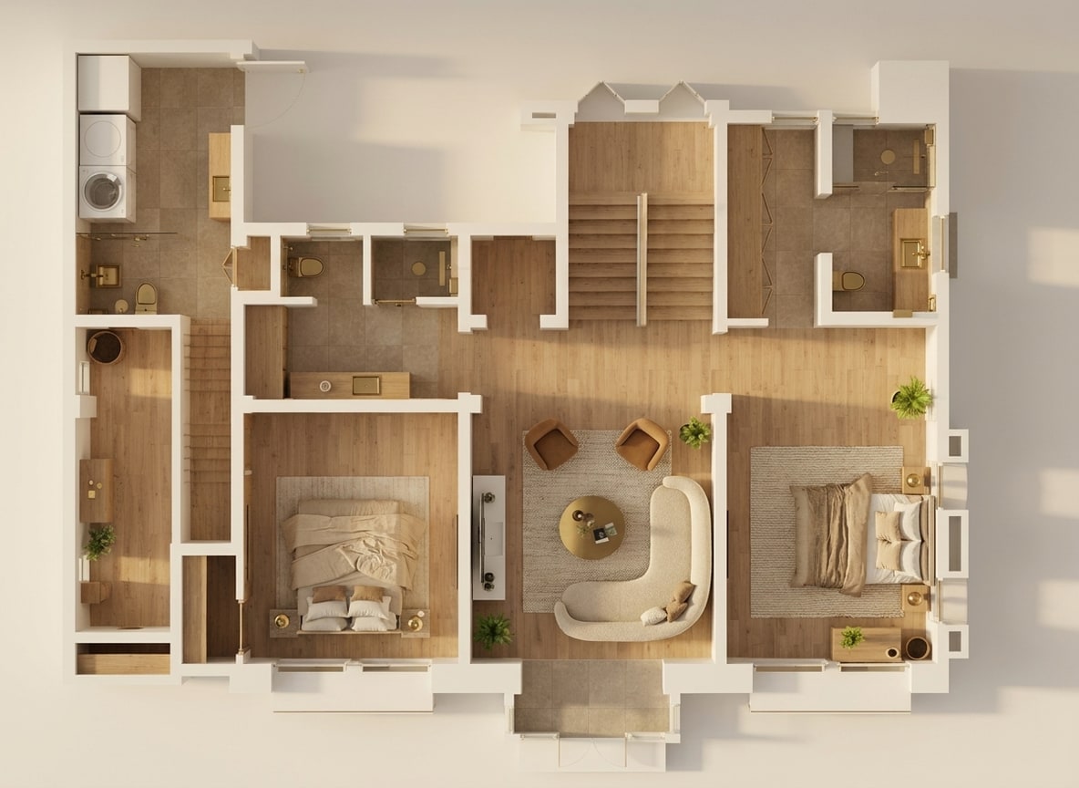 3D dollhouse of Bungalow