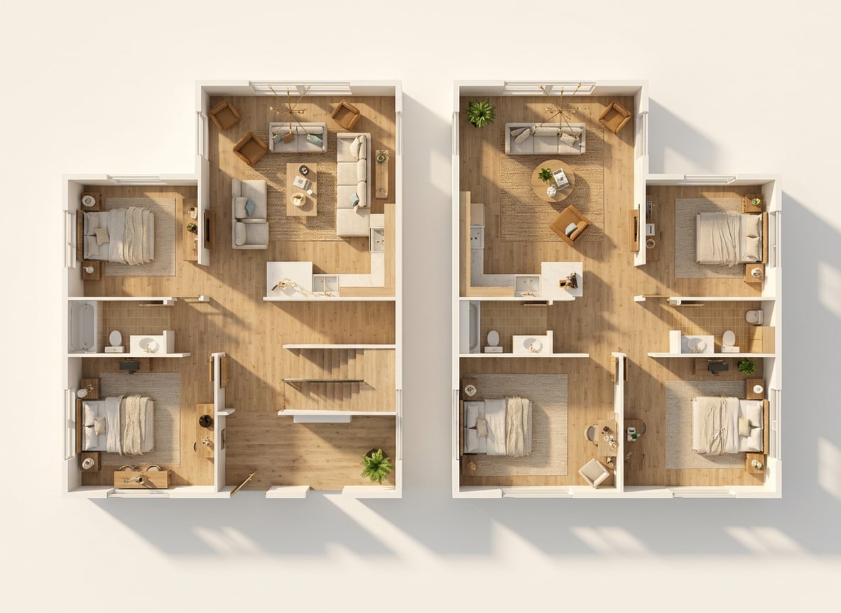 3D dollhouse of Duplex Townhouse