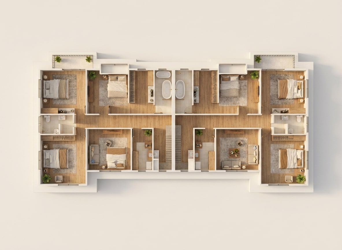 3D dollhouse of Hotel Floor