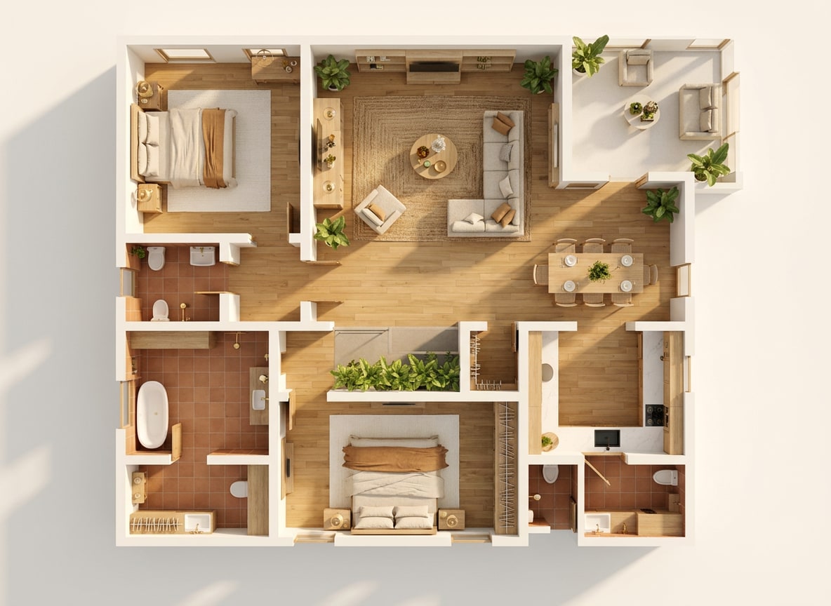 3D dollhouse of Multi-storey Residence