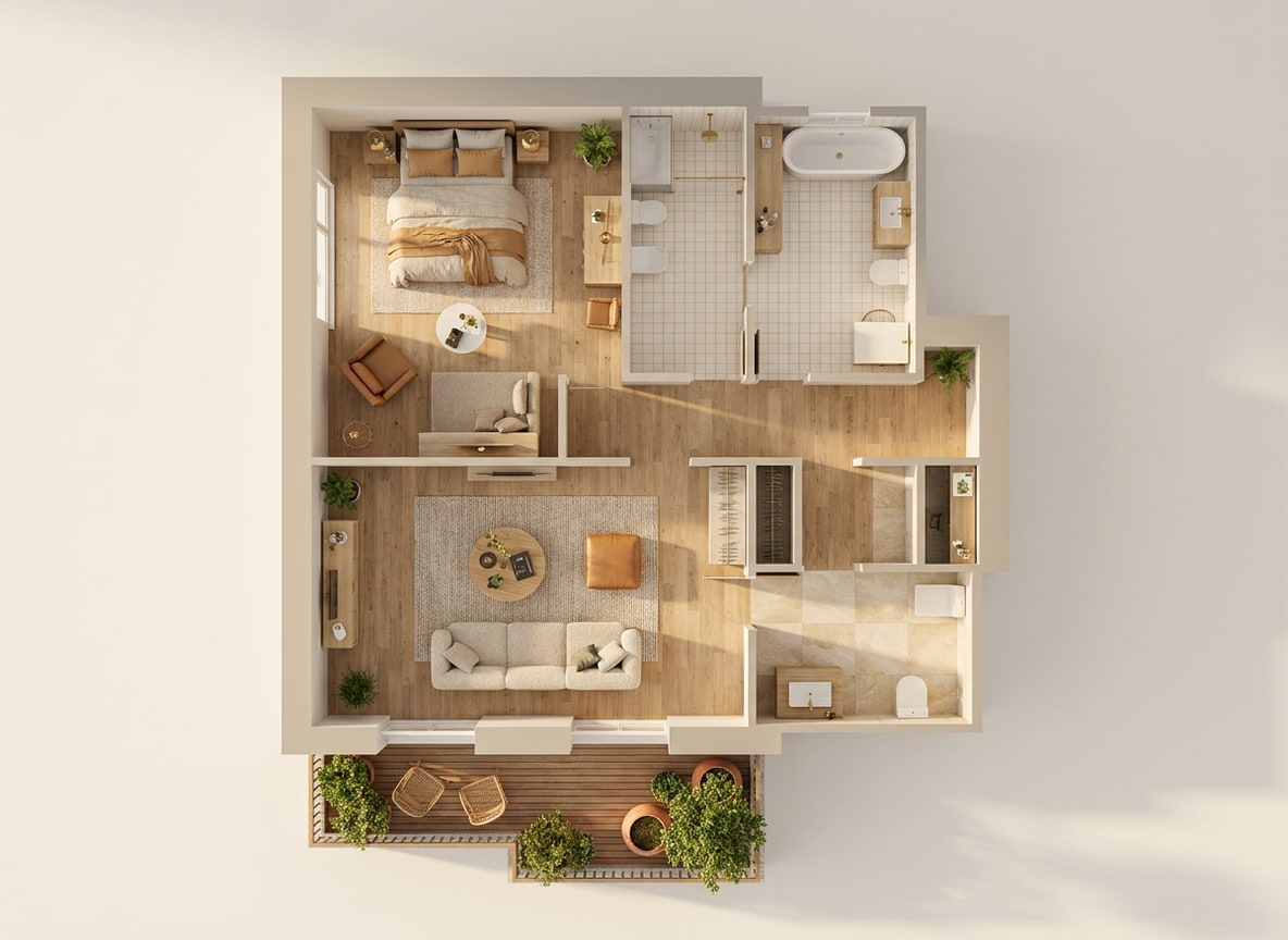 3D dollhouse of Residential House
